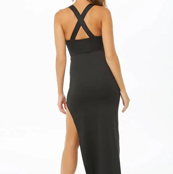 OLIA Surplice Cross Back Maxi Dress Black Small - Picture 3 of 5